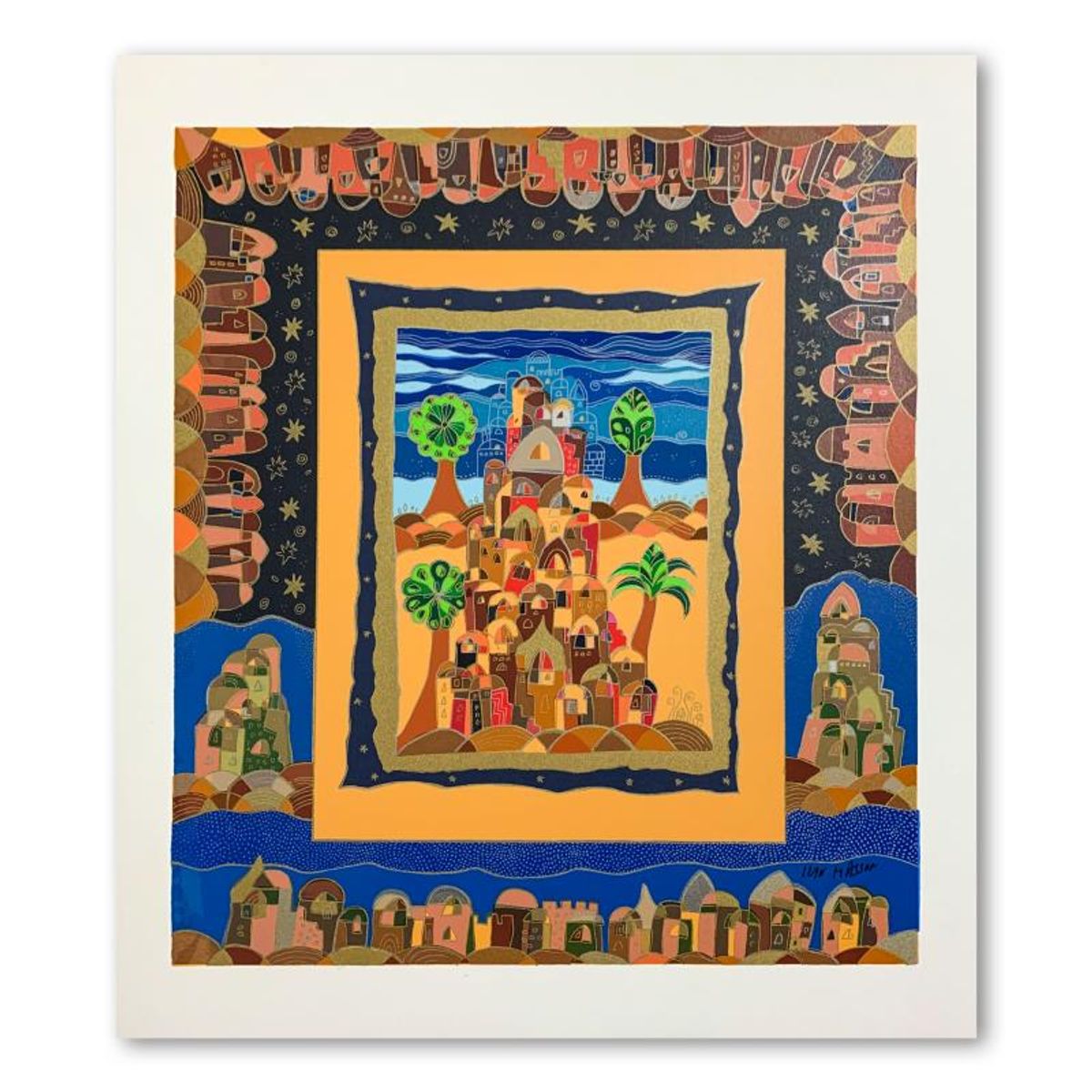 Ilan Hasson, "Oasis" Hand Signed Limited Edition Serigraph on Paper with Letter of Authenticity.