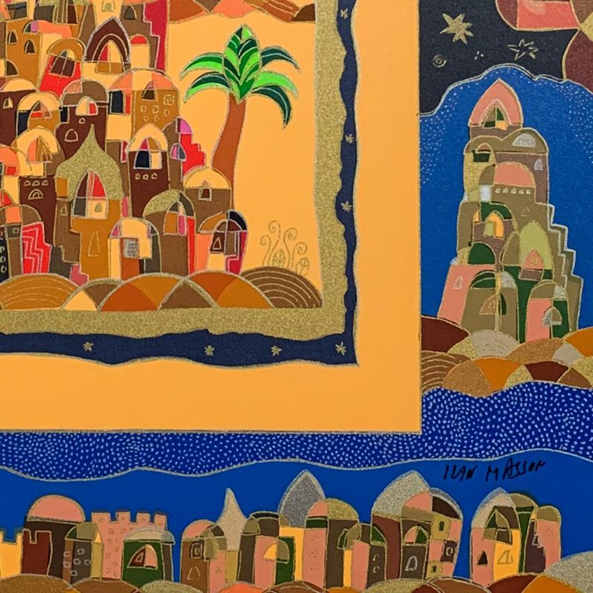 Ilan Hasson, "Oasis" Hand Signed Limited Edition Serigraph on Paper with Letter of Authenticity.