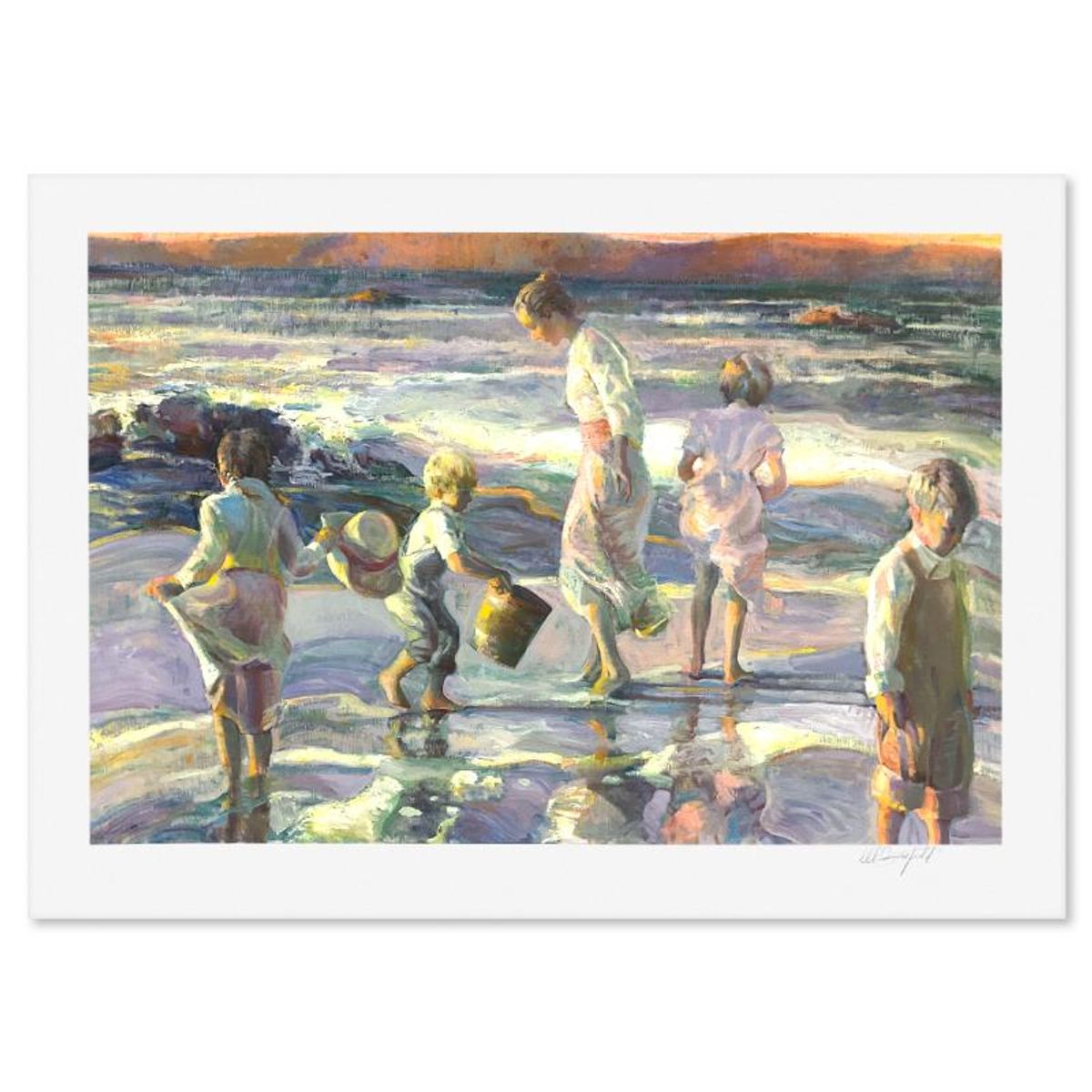 Don Hatfield, "Frolicking at the Seashore" Limited Edition Printer's Proof Serigraph, Numbered and Hand Signed with Letter of Authenticity.