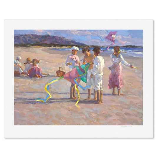 Don Hatfield, "Flying Kites" Limited Edition Printer's Proof Serigraph, Numbered and Hand Signed with Letter of Authenticity.