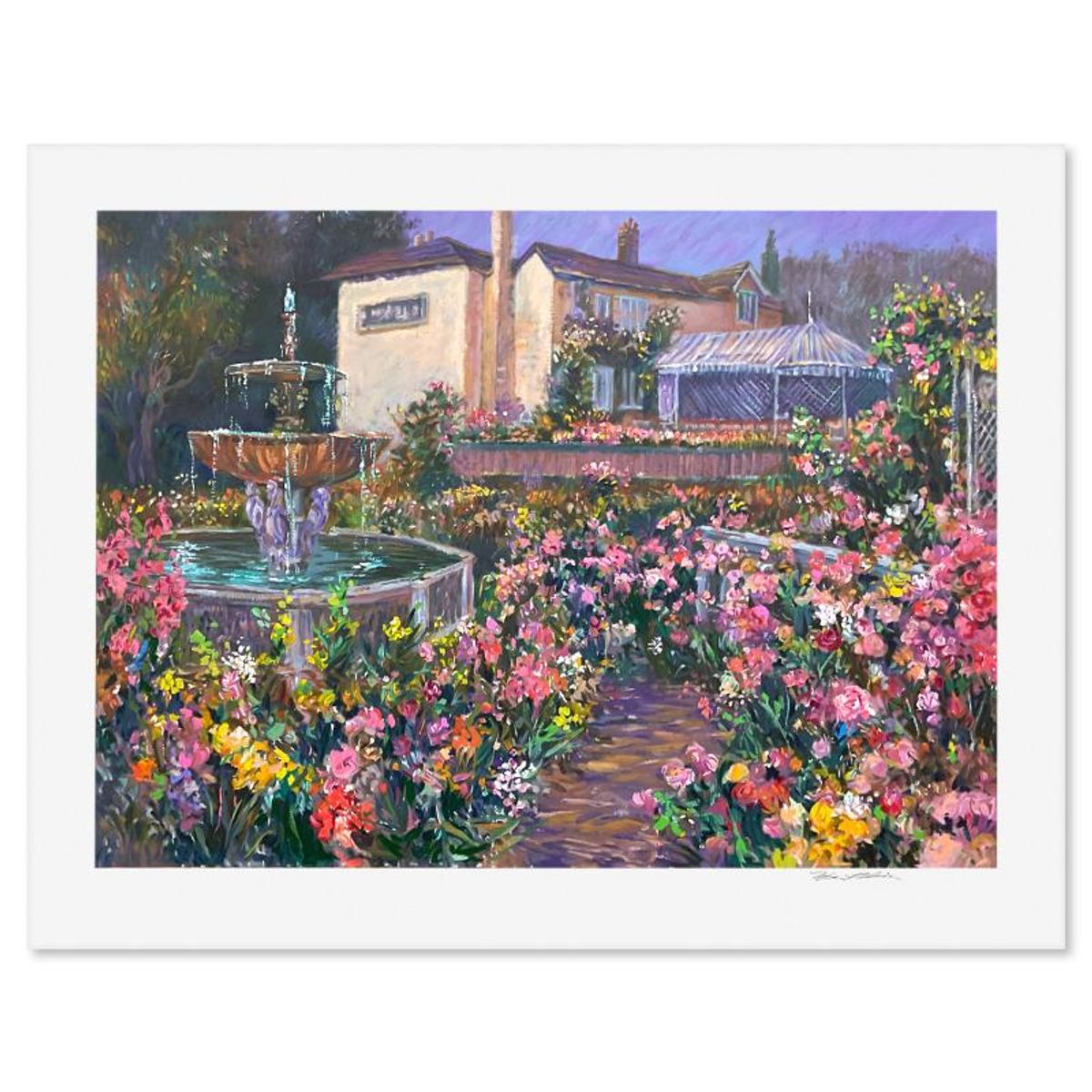 Henri Plisson (1933-2006), "Villa Fontana" Limited Edition Serigraph, Numbered and Hand Signed with Letter of Authenticity