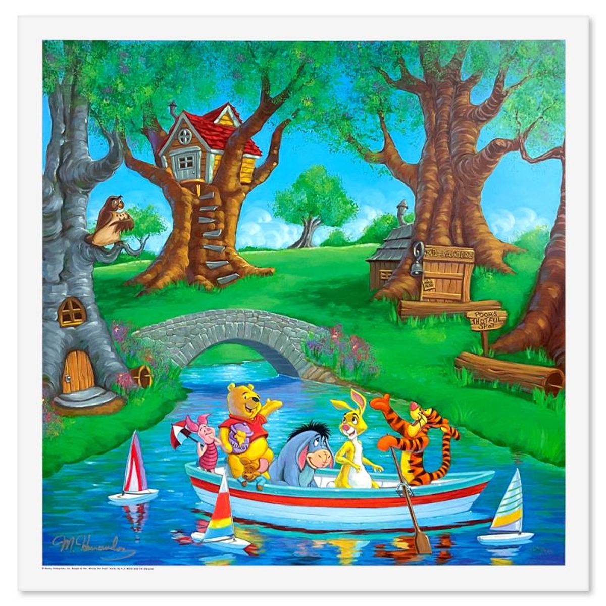 Manuel Hernandez, "Friends In The Woods" Limited Edition Mixed Media Lithograph from Disney Fine Art, Numbered and Hand Signed with Letter of Authenticity