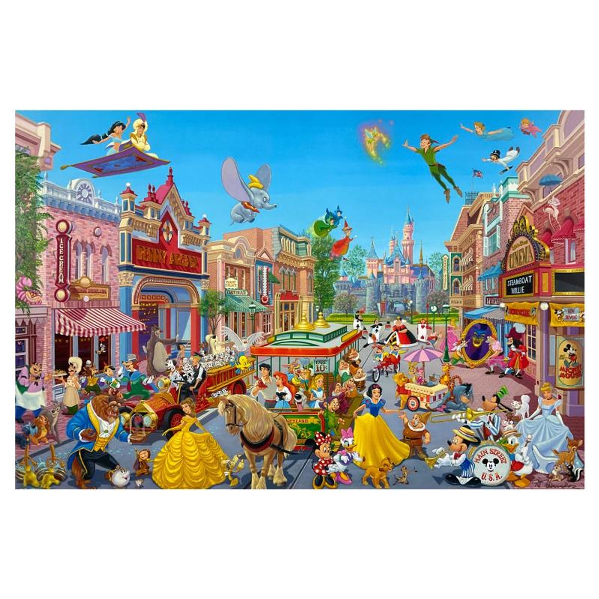 Manuel Hernandez, "Happiest Street On Earth" Limited Edition Mixed Media Lithograph from Disney Fine Art, Numbered and Hand Signed with Letter of Authenticity
