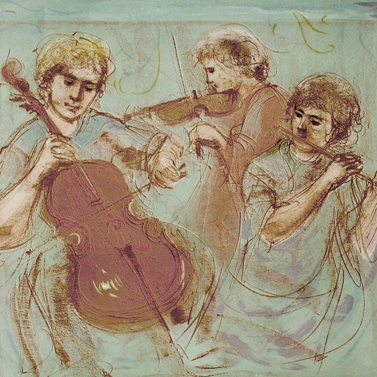 Trio Limited Edition Lithograph by Edna Hibel (1917-2014), Numbered and Hand Signed with Certificate of Authenticity.