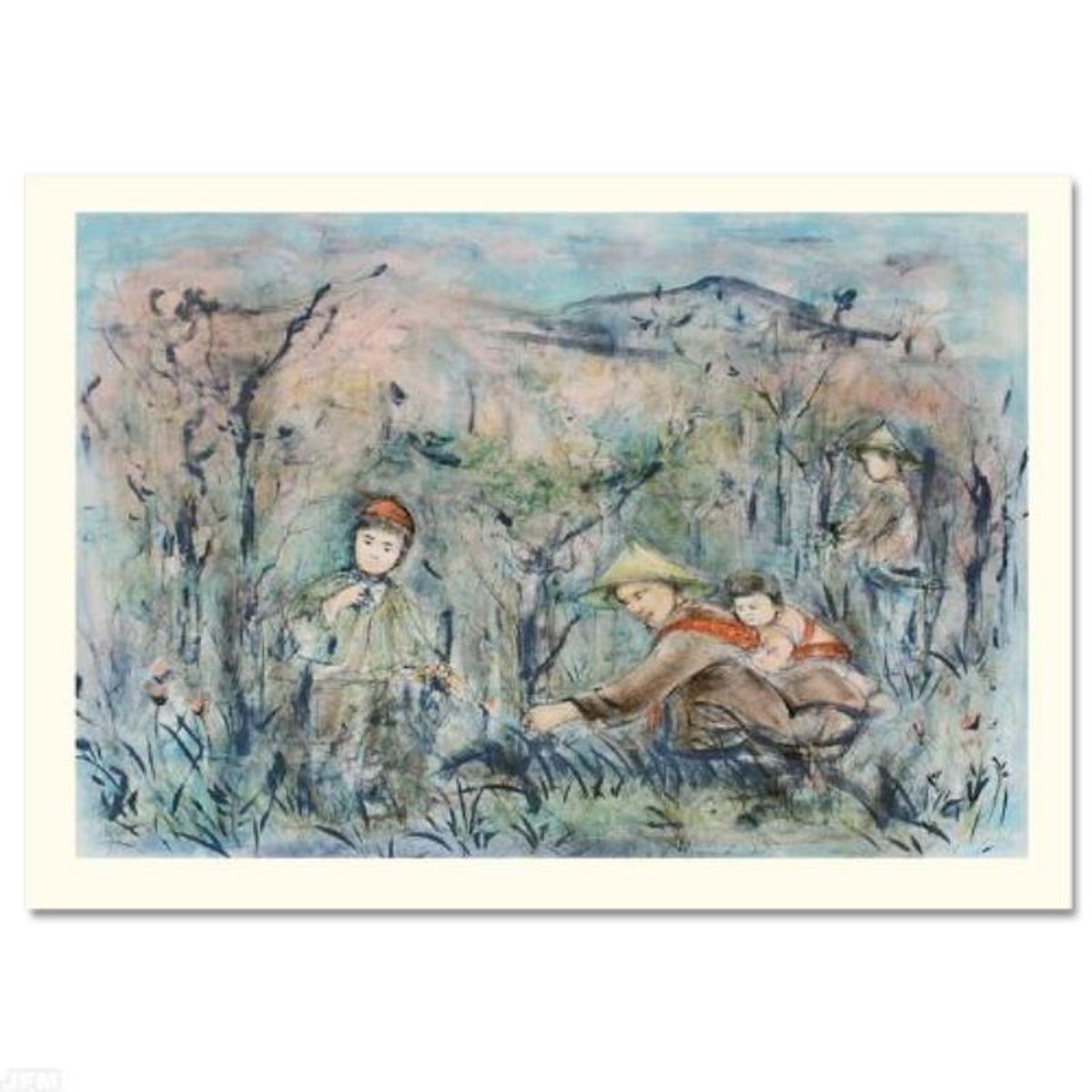 Kow Loon Peach Tree Limited Edition Lithograph by Edna Hibel (1917-2014), Numbered and Hand Signed with Certificate of Authenticity.