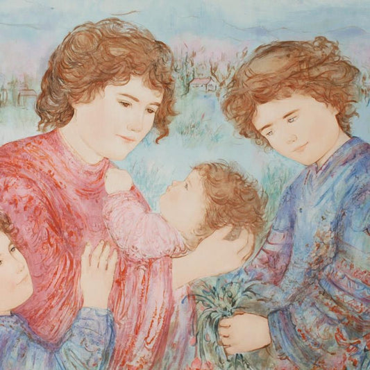 Early Spring Limited Edition Serigraph by Edna Hibel (1917-2014), Numbered and Hand Signed with Certificate of Authenticity.