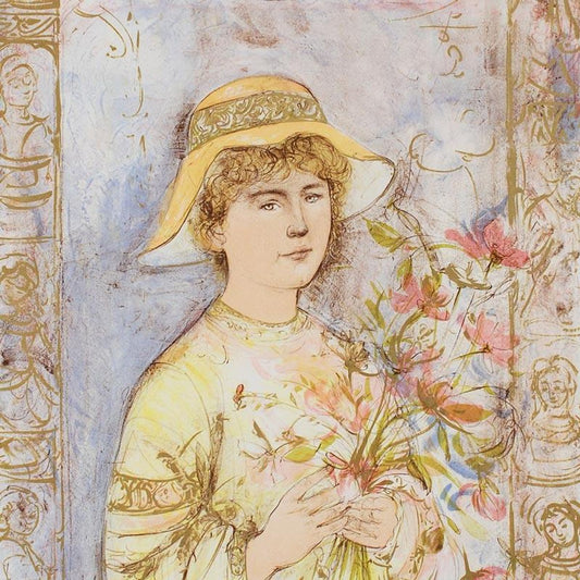 Flora Limited Edition Lithograph by Edna Hibel (1917-2014), Numbered and Hand Signed with Certificate of Authenticity.