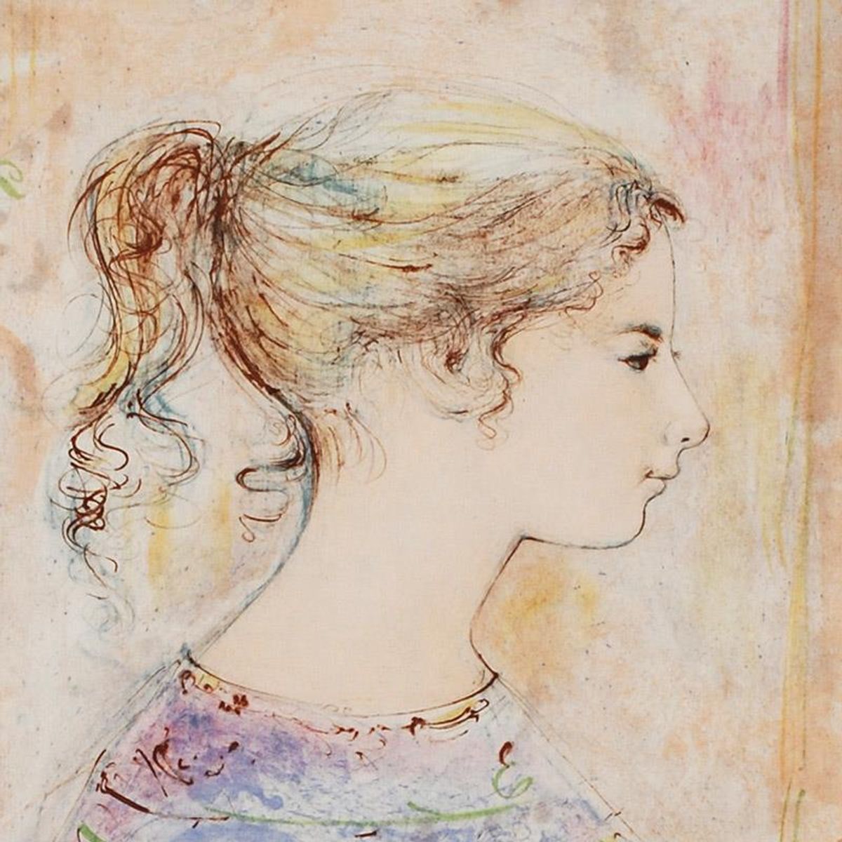 Sami #11 Limited Edition Lithograph by Edna Hibel (1917-2014), Numbered and Hand Signed with Certificate of Authenticity.