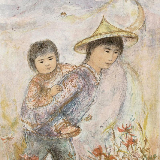 The Great Wall Limited Edition Lithograph by Edna Hibel (1917-2014), Numbered and Hand Signed with Certificate of Authenticity.