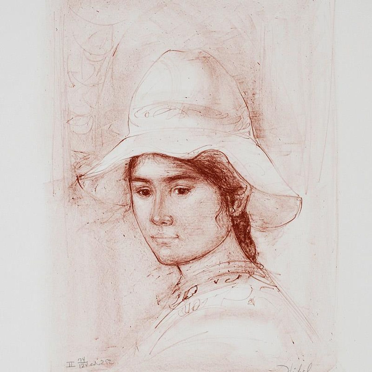 Magda Limited Edition Lithograph by Edna Hibel (1917-2014), Numbered and Hand Signed with Certificate of Authenticity.