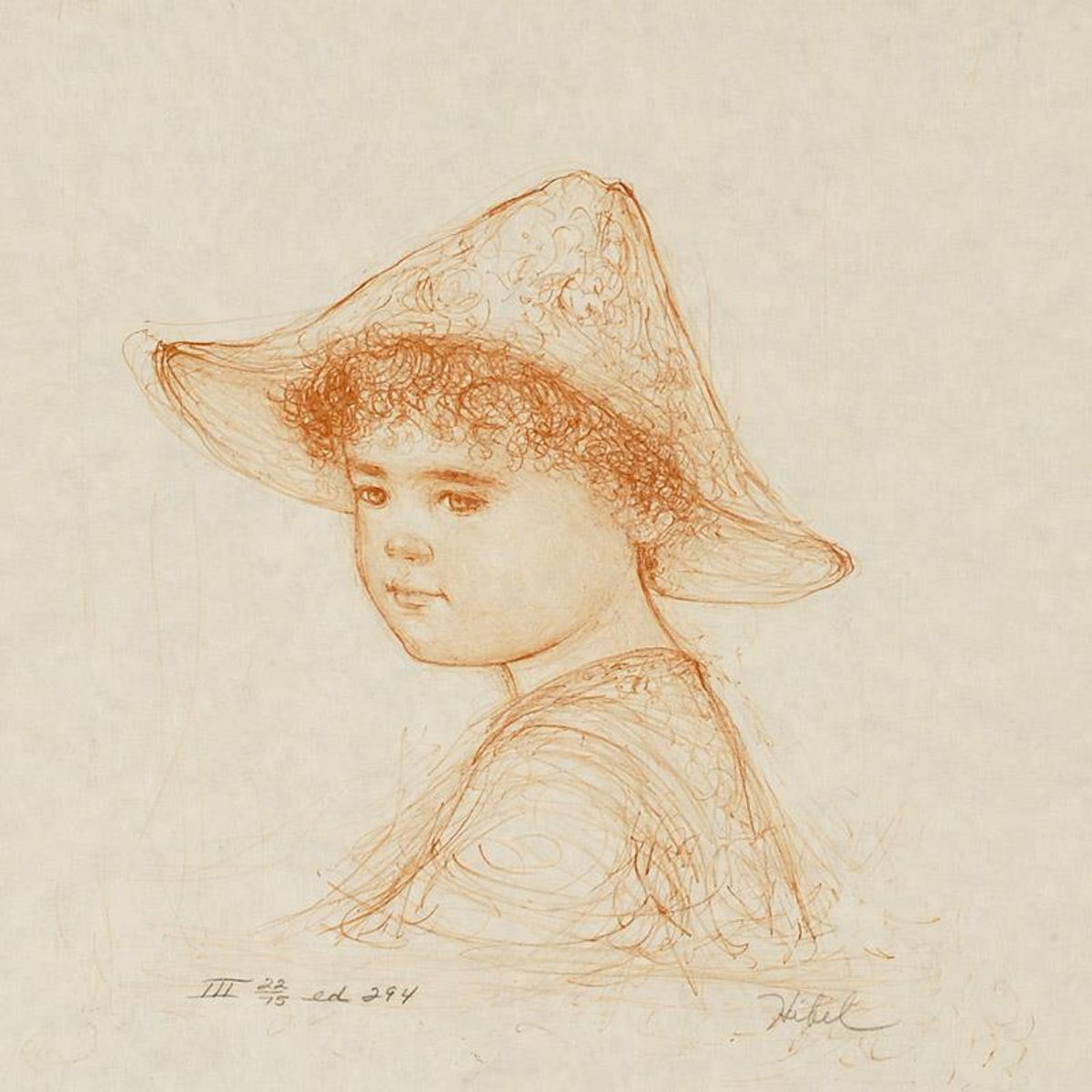 Anthony Limited Edition Lithograph by Edna Hibel (1917-2014), Numbered and Hand Signed with Certificate of Authenticity.