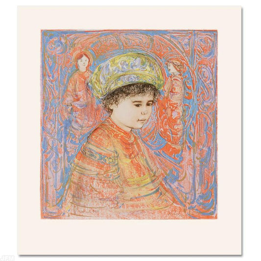 Boy with Turban Limited Edition Lithograph by Edna Hibel (1917-2014), Numbered and Hand Signed with Certificate of Authenticity.