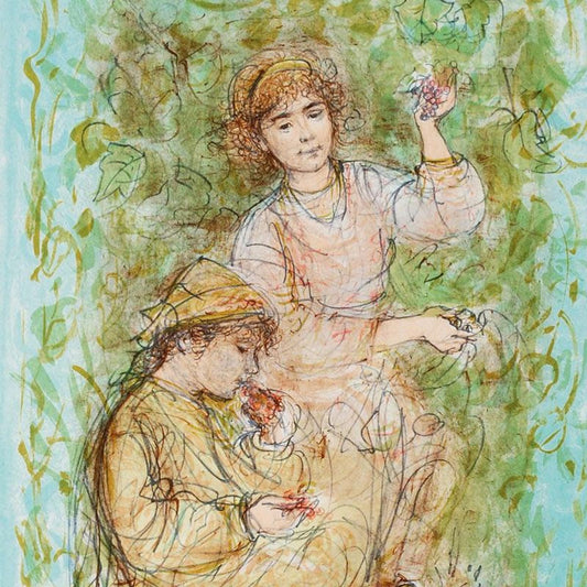 Vineyard Limited Edition Lithograph by Edna Hibel (1917-2014), Numbered and Hand Signed with Certificate of Authenticity.