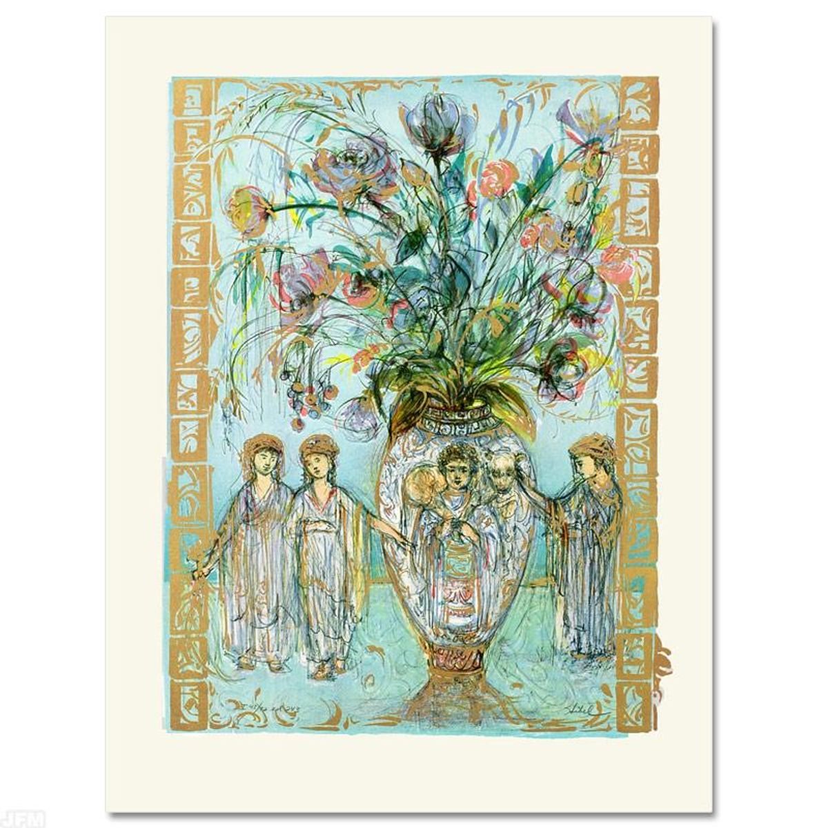 Ancient Wisdom Limited Edition Lithograph by Edna Hibel (1917-2014), Numbered and Hand Signed with Certificate of Authenticity.