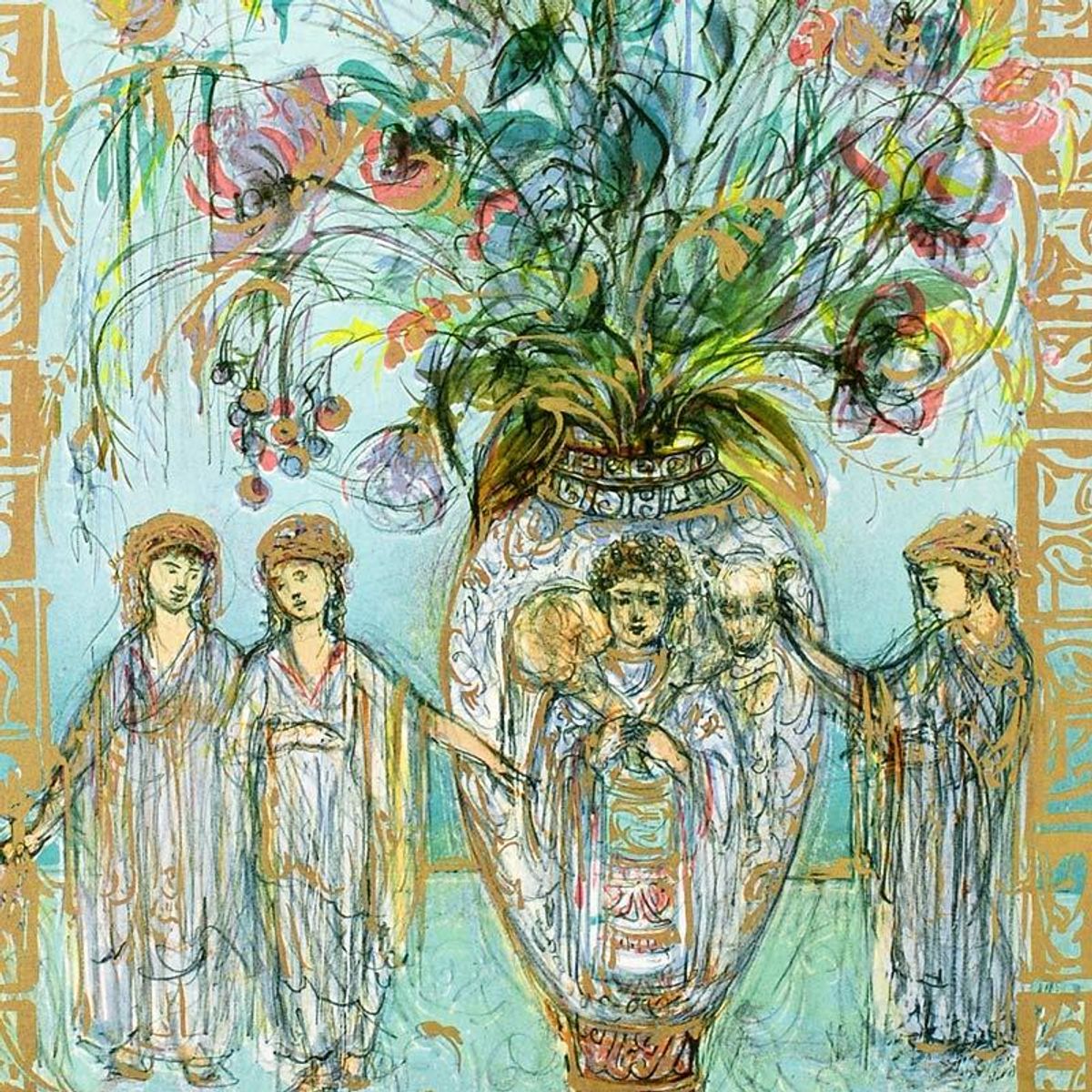 Ancient Wisdom Limited Edition Lithograph by Edna Hibel (1917-2014), Numbered and Hand Signed with Certificate of Authenticity.