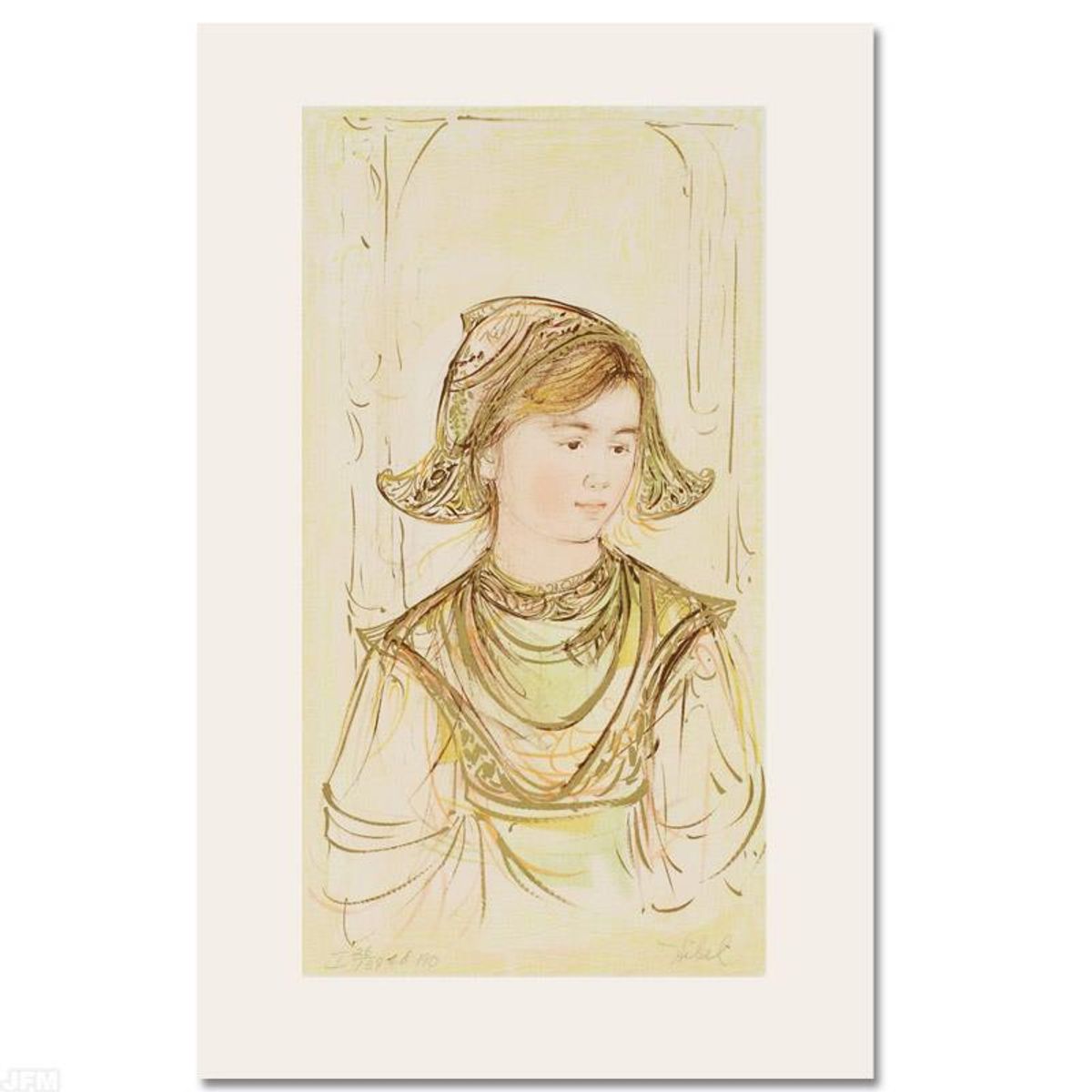 Helen Limited Edition Lithograph by Edna Hibel, Numbered and Hand Signed with Certificate of Authenticity.
