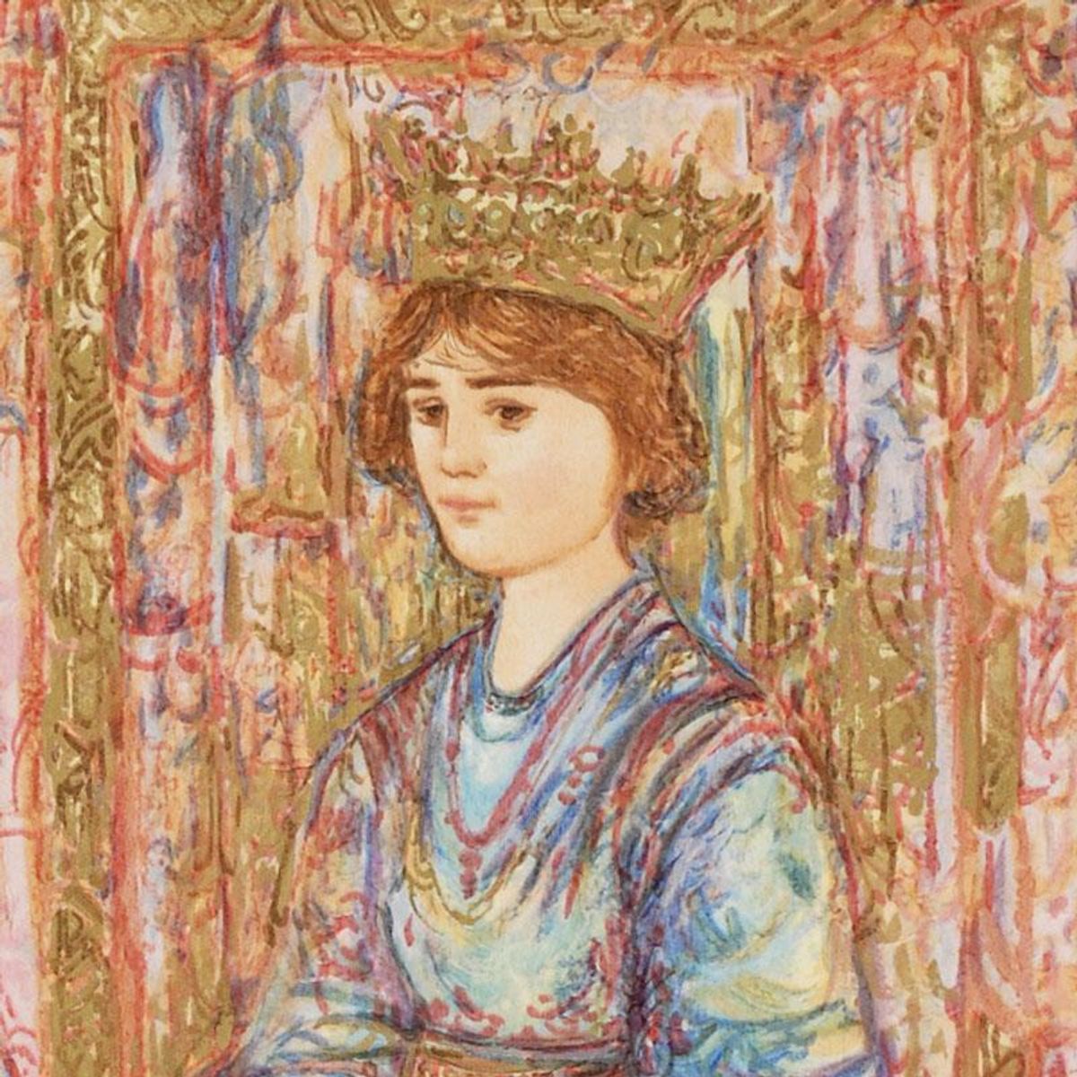 Book of Hours II Limited Edition Serigraph by Edna Hibel (1917-2014), Numbered and Hand Signed with Certificate of Authenticity.