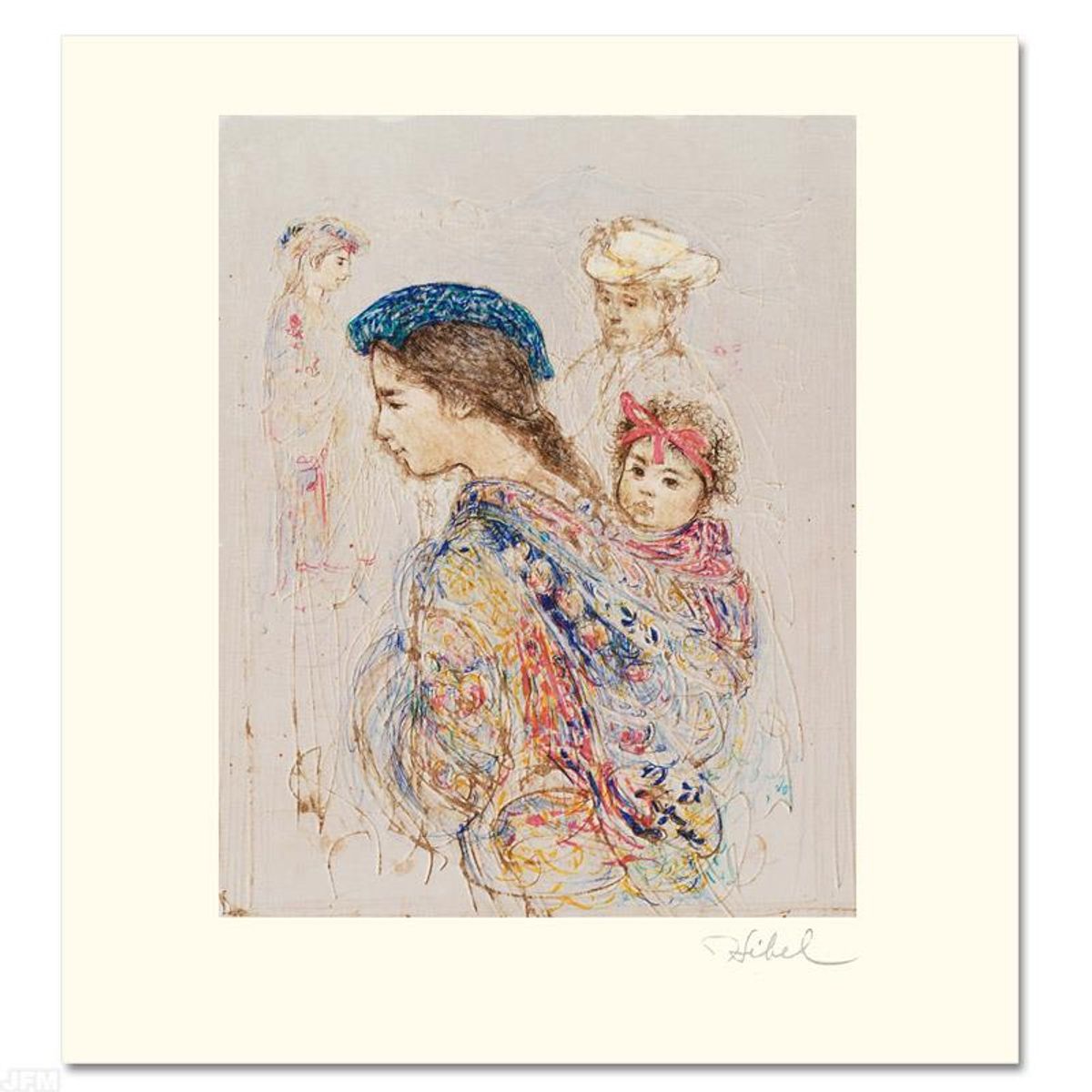 Guatemalan Mother and Baby Limited Edition Lithograph by Edna Hibel (1917-2014), Numbered and Hand Signed with Certificate of Authenticity.