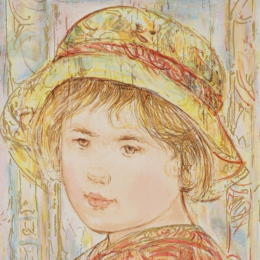 Lemual Limited Edition Serigraph by Edna Hibel (1917-2014), Numbered and Hand Signed with Certificate of Authenticity.