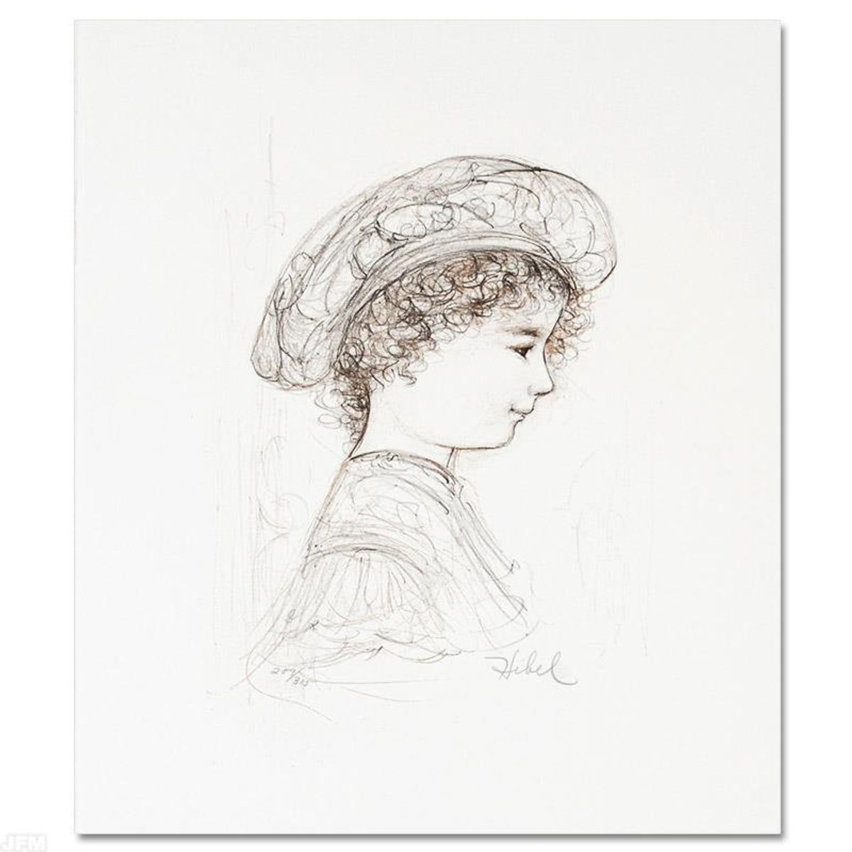 Ove Limited Edition Lithograph by Edna Hibel (1917-2014), Numbered and Hand Signed with Certificate of Authenticity.