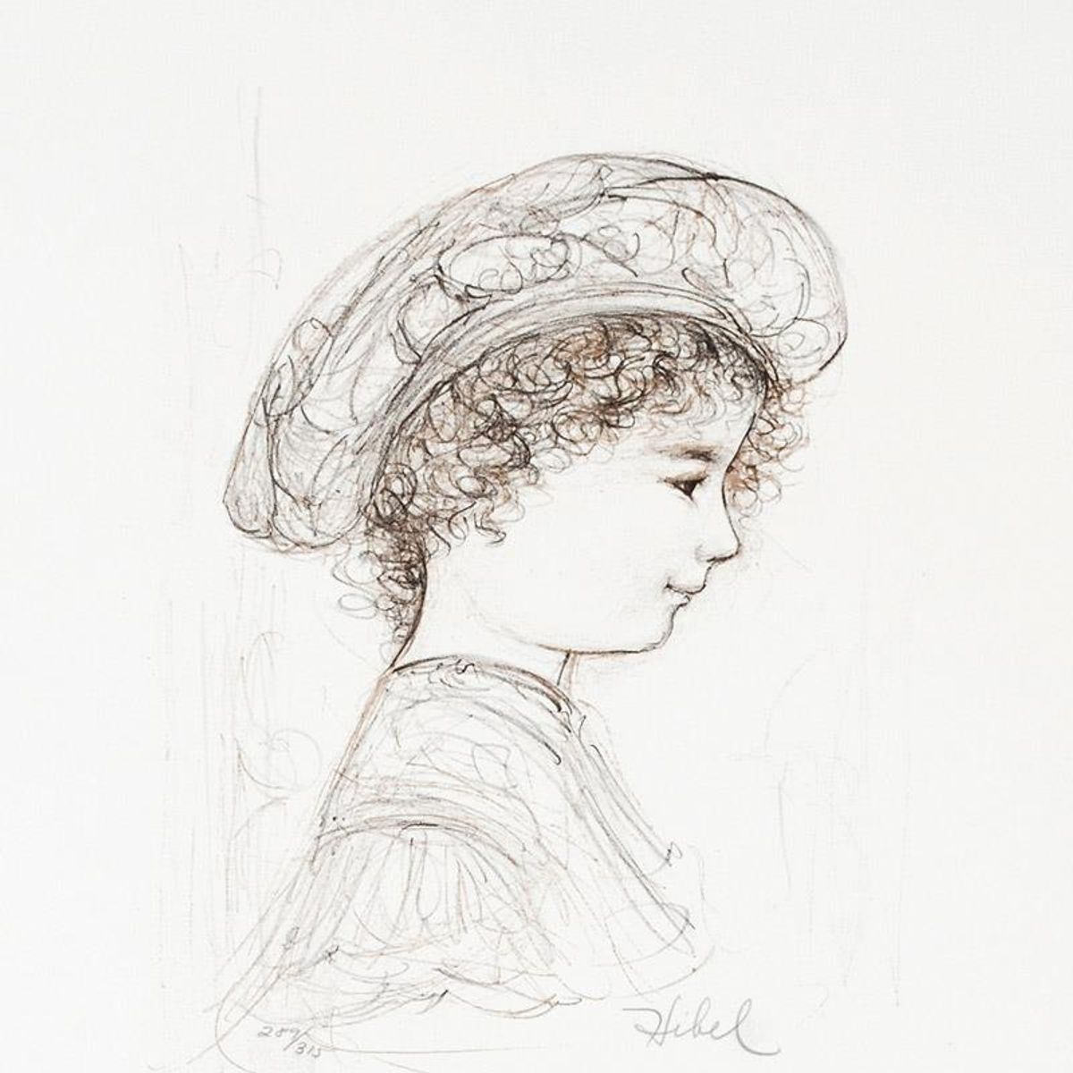 Ove Limited Edition Lithograph by Edna Hibel (1917-2014), Numbered and Hand Signed with Certificate of Authenticity.