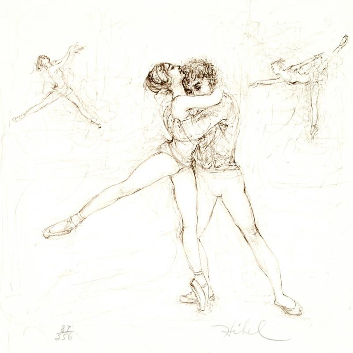Pas de Deux Limited Edition Lithograph by Edna Hibel (1917-2014), Numbered and Hand Signed with Certificate of Authenticity.