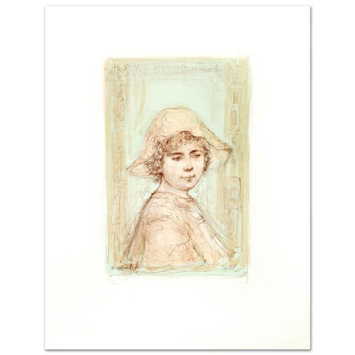 Victoria Limited Edition Lithograph by Edna Hibel (1917-2014), Numbered and Hand Signed with Certificate of Authenticity.