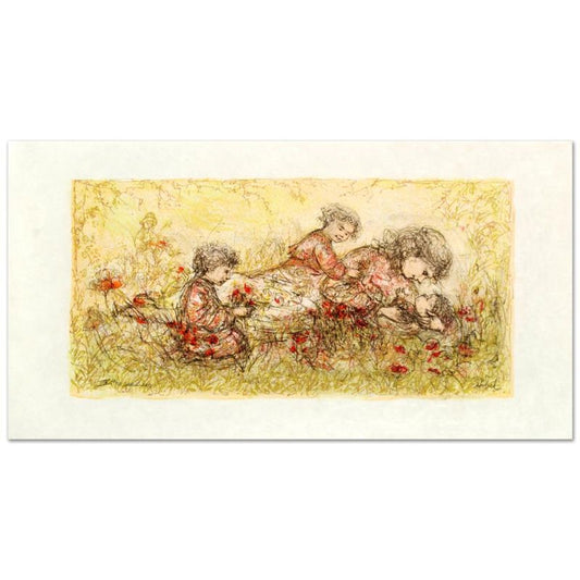 Natures Caress Limited Edition Lithograph by Edna Hibel (1917-2014), Numbered and Hand Signed with Certificate of Authenticity.