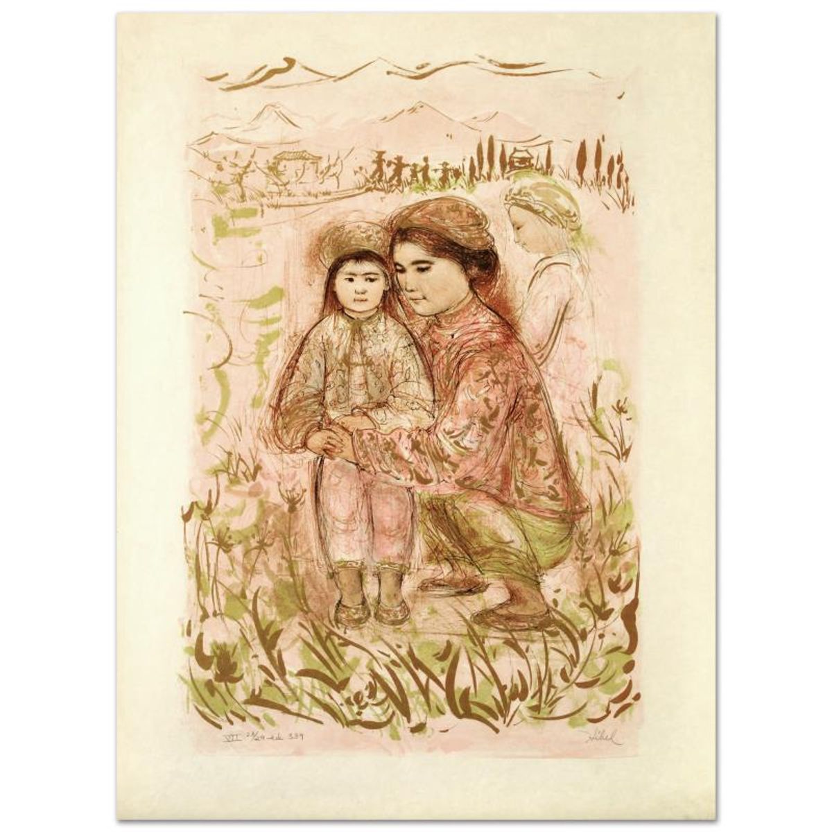 Mrs. Hsu Limited Edition Lithograph by Edna Hibel (1917-2014), Numbered and Hand Signed with Certificate of Authenticity.