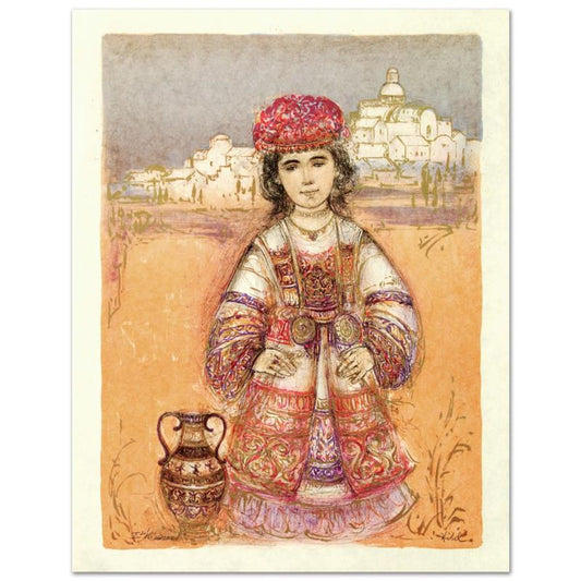 Aegea Limited Edition Lithograph by Edna Hibel (1917-2014), Numbered and Hand Signed with Certificate of Authenticity.