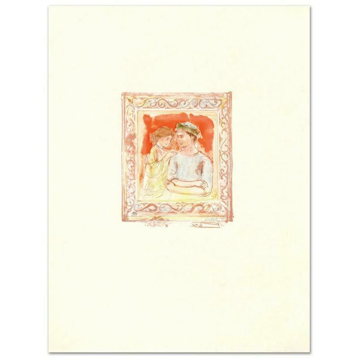 Romance Limited Edition Lithograph by Edna Hibel (1917-2014), Numbered and Hand Signed with Certificate of Authenticity.
