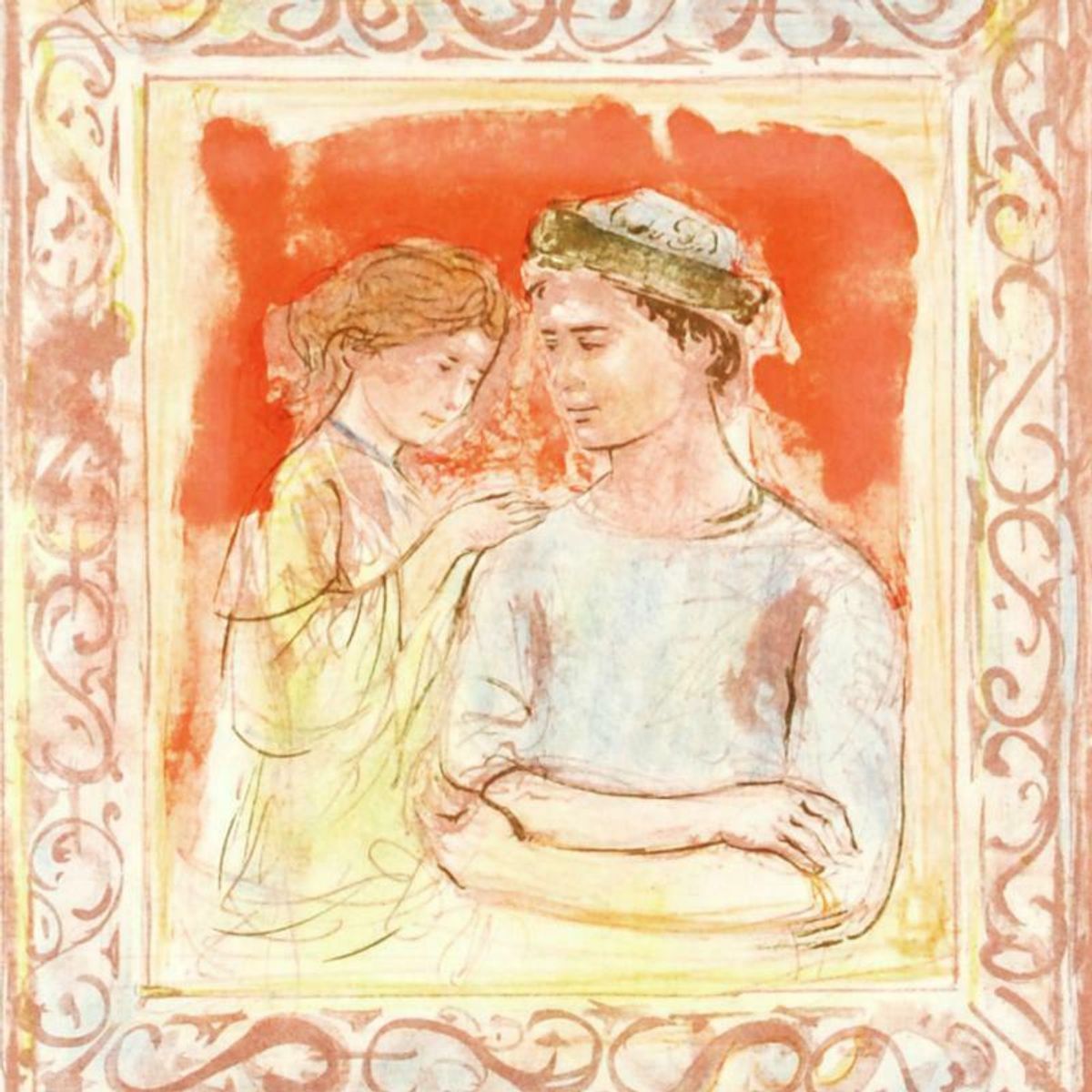 Romance Limited Edition Lithograph by Edna Hibel (1917-2014), Numbered and Hand Signed with Certificate of Authenticity.