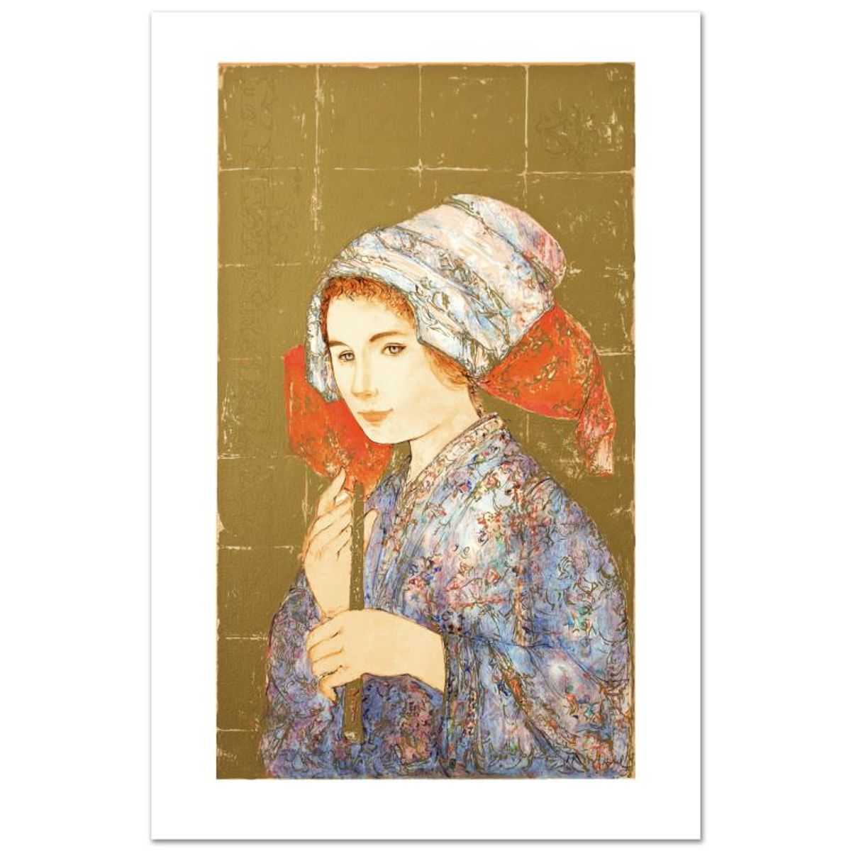 The Recorder Limited Edition Lithograph by Edna Hibel (1917-2014), Numbered and Hand Signed with Certificate of Authenticity.