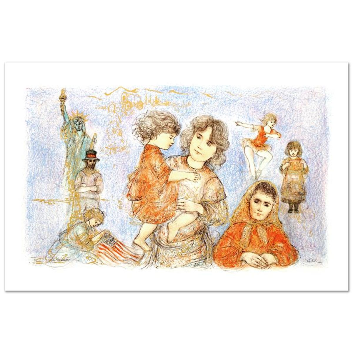 Our Mother Before Us Limited Edition Lithograph (36" x 21") by Edna Hibel (1917-2014), Numbered and Hand Signed with Certificate of Authenticity.