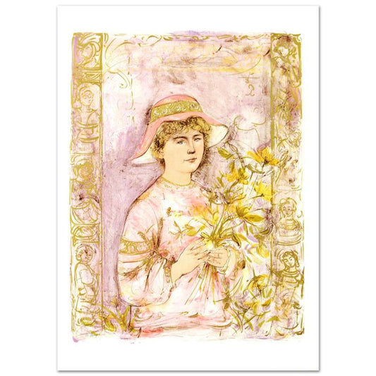Flora Limited Edition Lithograph by Edna Hibel (1917-2014), Numbered and Hand Signed with Certificate of Authenticity.