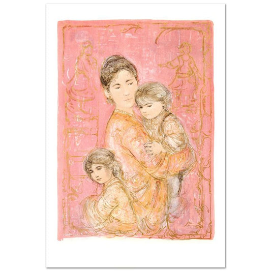 Sonya and Family Limited Edition Lithograph by Edna Hibel (1917-2014), Numbered and Hand Signed with Certificate of Authenticity.