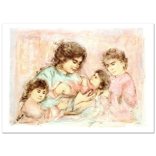 Marilyn and Children Limited Edition Lithograph (37" x 27") by Edna Hibel (1917-2014), Numbered and Hand Signed with Certificate of Authenticity.