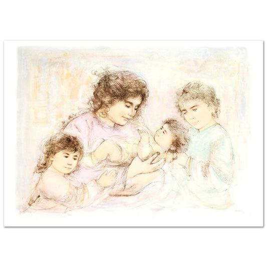 Marilyn and Children Limited Edition Lithograph (37" x 27") by Edna Hibel (1917-2014), Numbered and Hand Signed with Certificate of Authenticity.