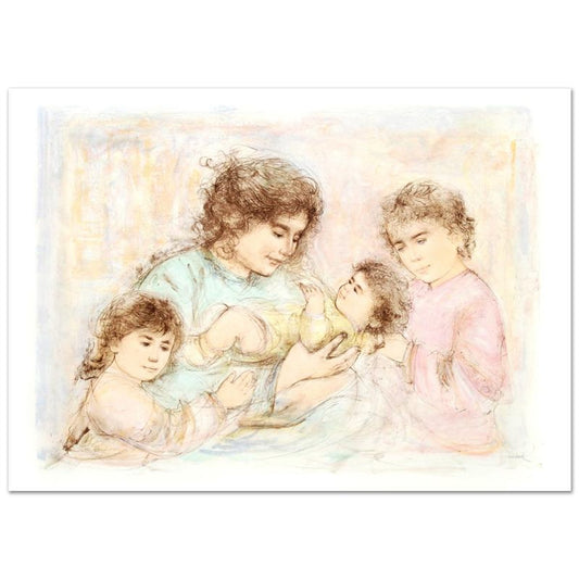 Marilyn and Children Limited Edition Lithograph (37" x 27") by Edna Hibel (1917-2014), Numbered and Hand Signed with Certificate of Authenticity.