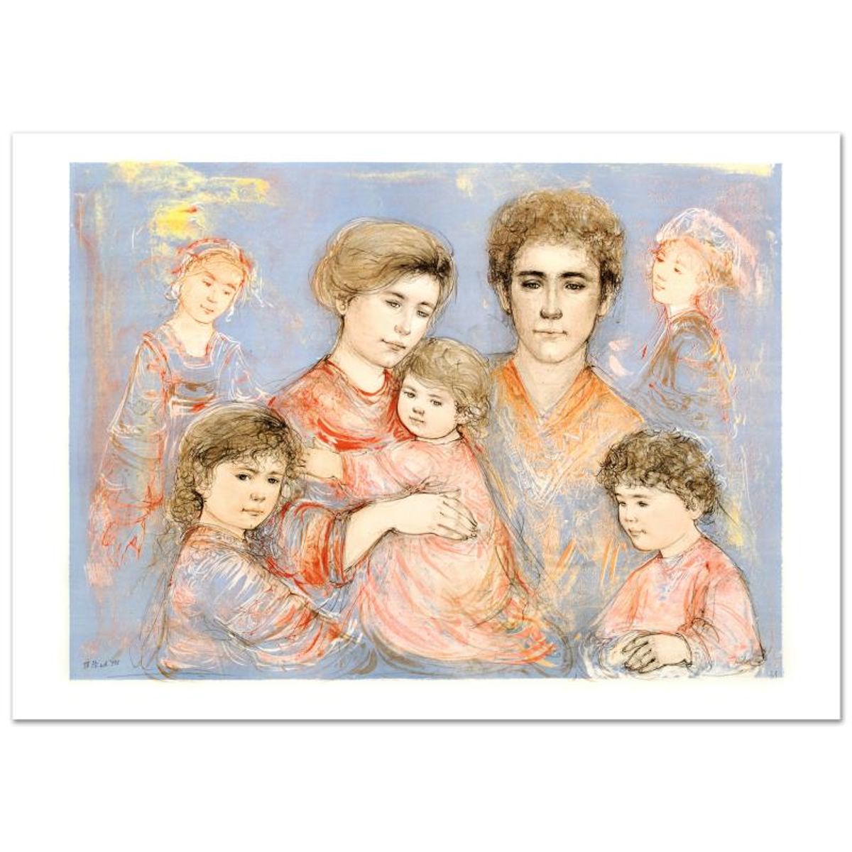 Michael's Family Limited Edition Lithograph (36" x 26") by Edna Hibel (1917-2014), Numbered and Hand Signed with Certificate of Authenticity.