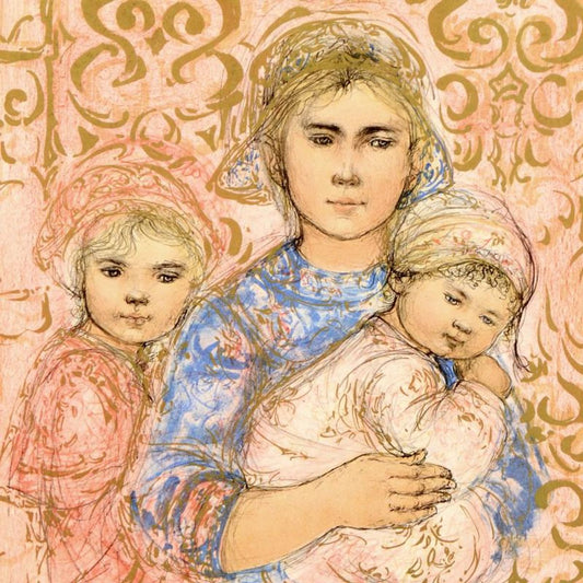 Edna Hibel (1917-2014), "Jenet, Mary and Wee Jenet" Limited Edition Lithograph on Rice Paper, Numbered and Hand Signed with Certificate of Authenticity.