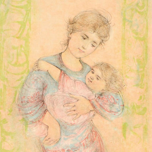 Edna Hibel (1917-2014), "Fair Alice and Baby" Limited Edition Lithograph on Rice Paper, Numbered and Hand Signed with Certificate of Authenticity.