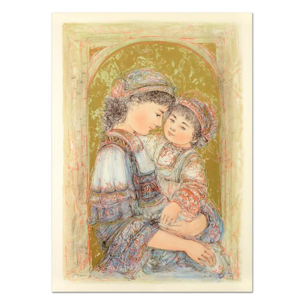 Edna Hibel (1917-2014), "Mother and Child of Thera" Limited Edition Lithograph, Numbered and Hand Signed with Certificate of Authenticity.