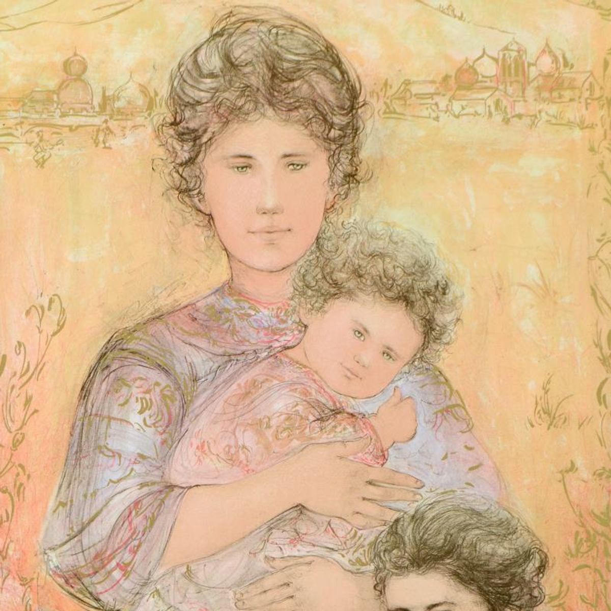Edna Hibel (1917-2014), "Tatyana's Family" Limited Edition Lithograph, Numbered and Hand Signed with Certificate of Authenticity.