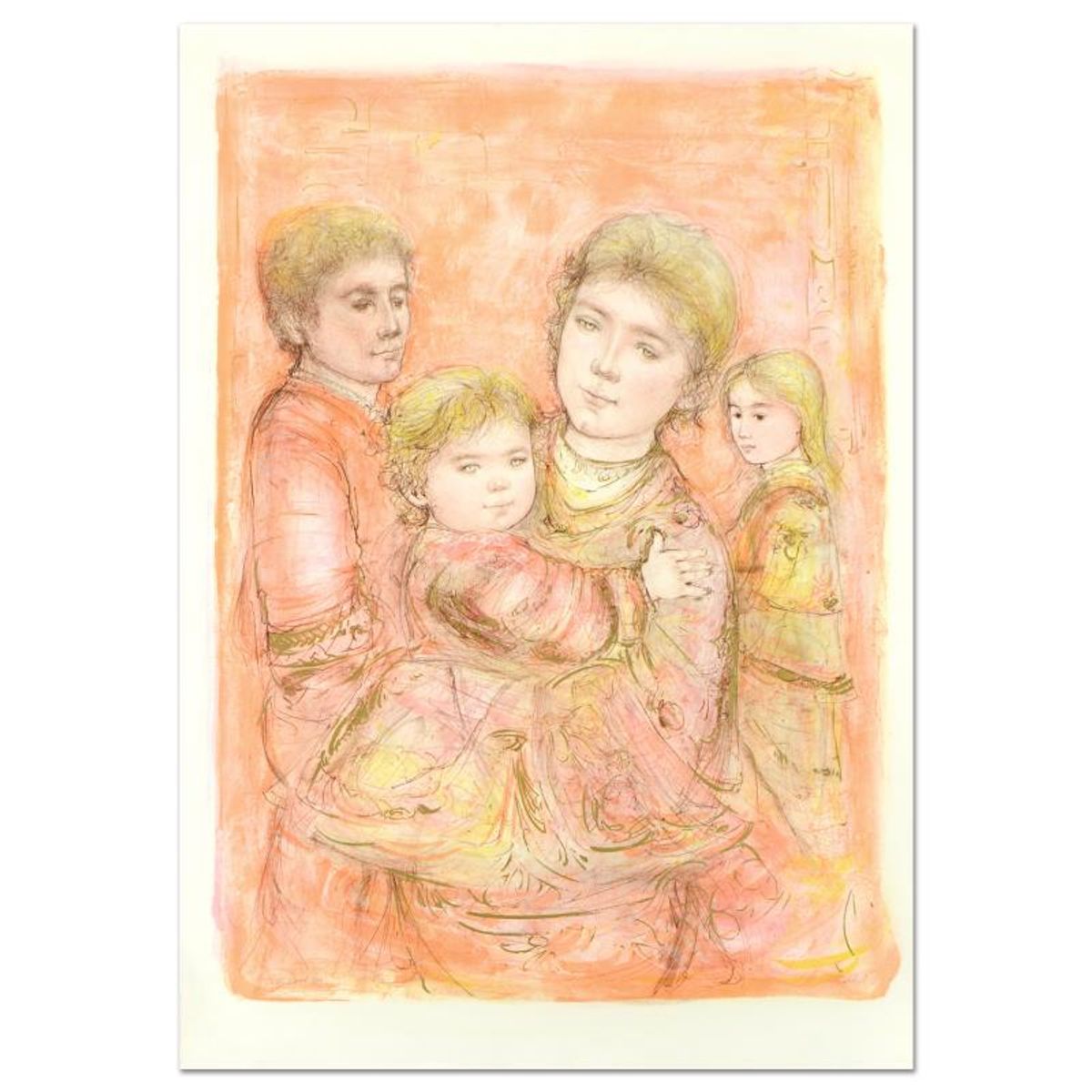 Edna Hibel (1917-2014), "Portrait of a Family" Limited Edition Lithograph, Numbered and Hand Signed with Certificate of Authenticity. (Disclaimer)