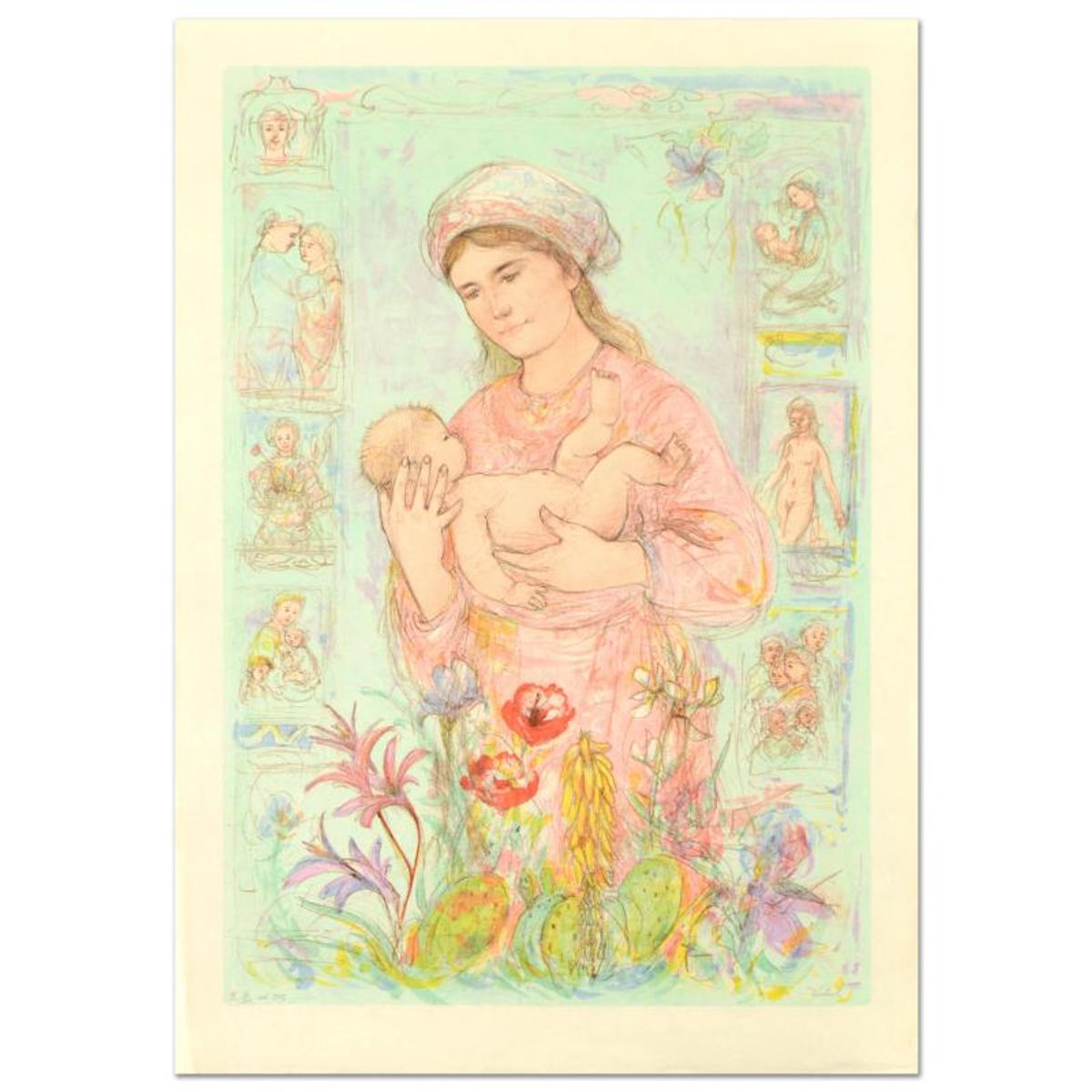 Edna Hibel (1917-2014), "Raquela" Limited Edition Lithograph on Rice Paper, Numbered and Hand Signed with Certificate of Authenticity.