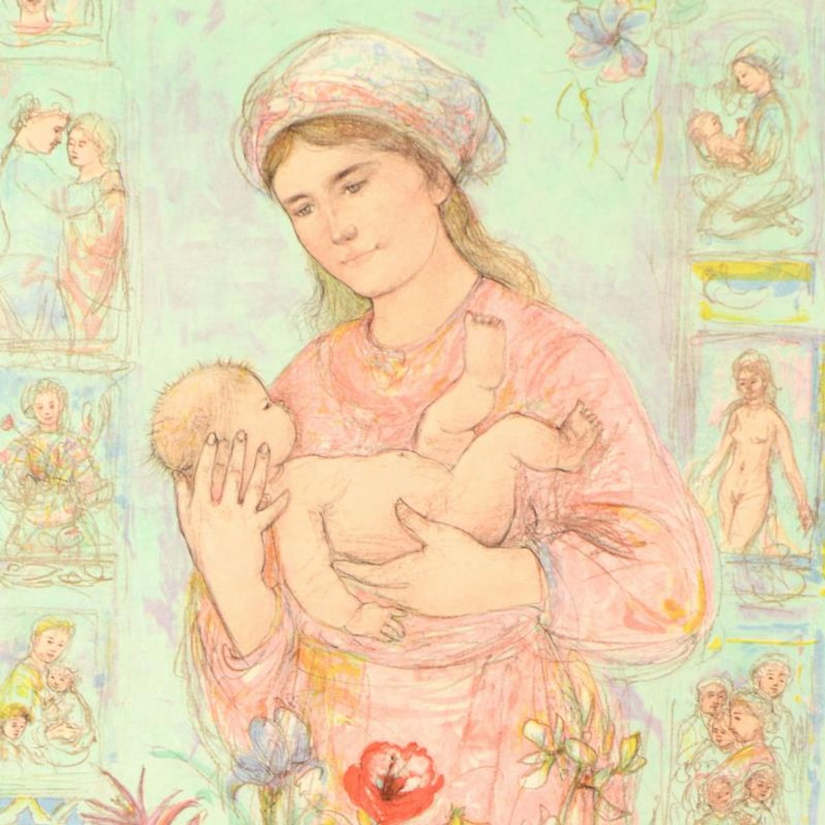 Edna Hibel (1917-2014), "Raquela" Limited Edition Lithograph on Rice Paper, Numbered and Hand Signed with Certificate of Authenticity.