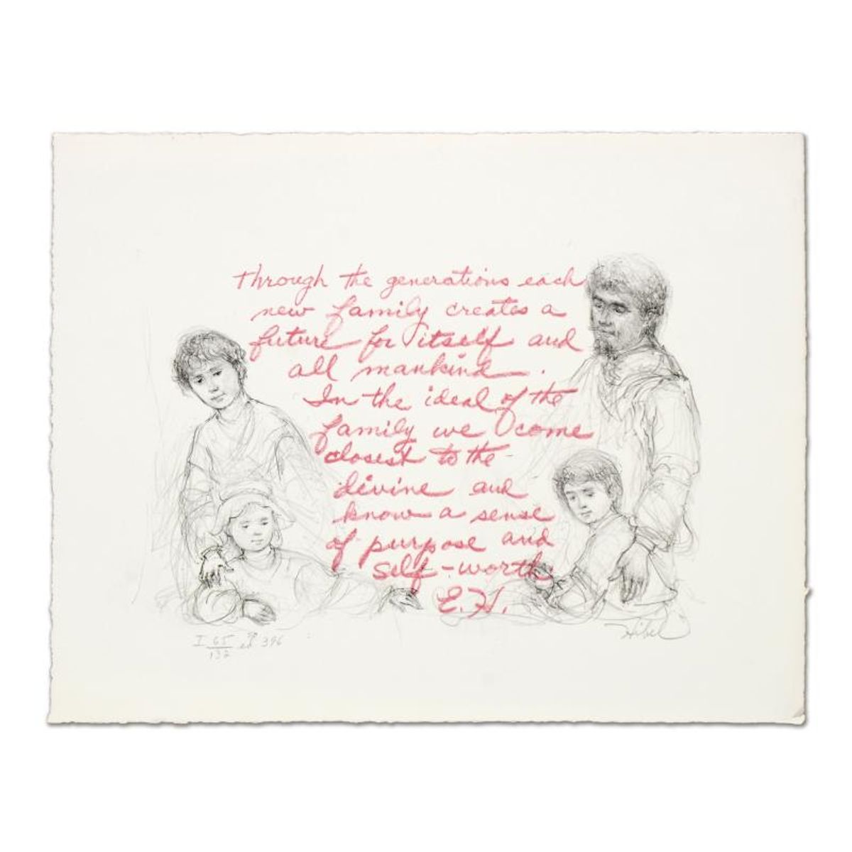 Edna Hibel (1917-2014), "The Family Suite Edition I" 4-Piece Limited Edition Lithograph Suite, Numbered and Hand Signed with Certificate of Authenticity.