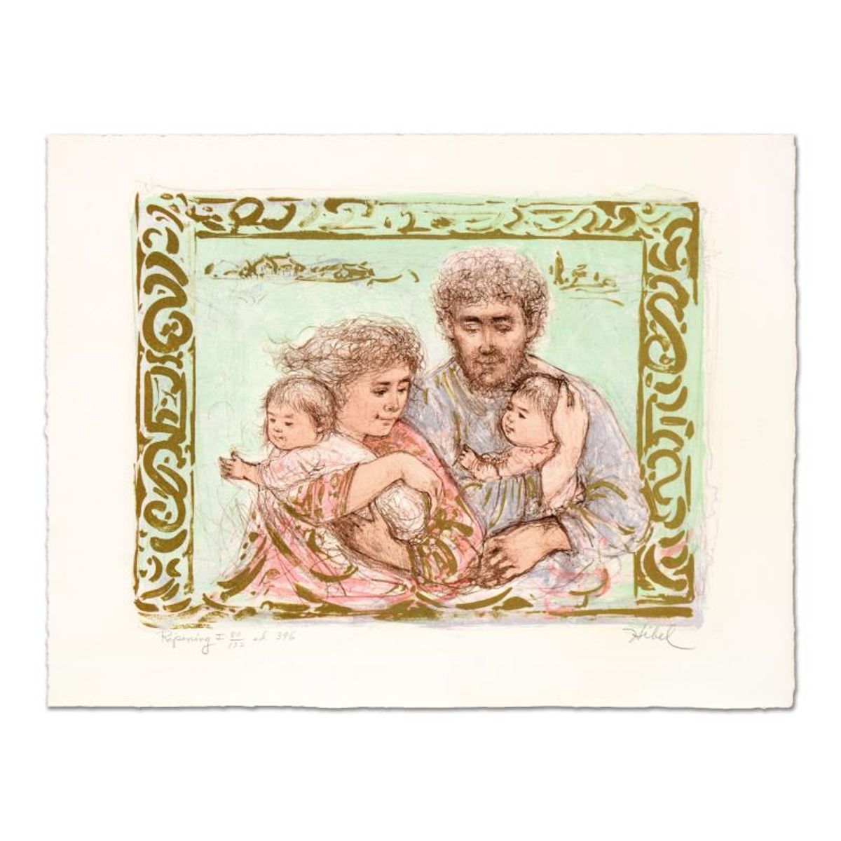 Edna Hibel (1917-2014), "The Family Suite Edition I" 4-Piece Limited Edition Lithograph Suite, Numbered and Hand Signed with Certificate of Authenticity.