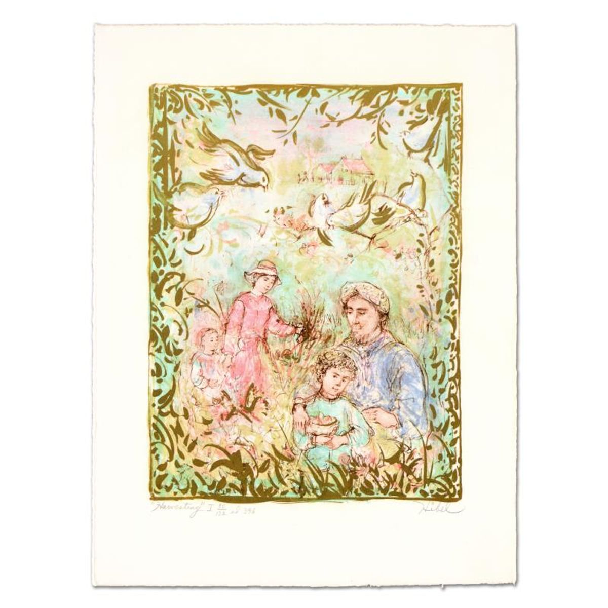 Edna Hibel (1917-2014), "The Family Suite Edition I" 4-Piece Limited Edition Lithograph Suite, Numbered and Hand Signed with Certificate of Authenticity.